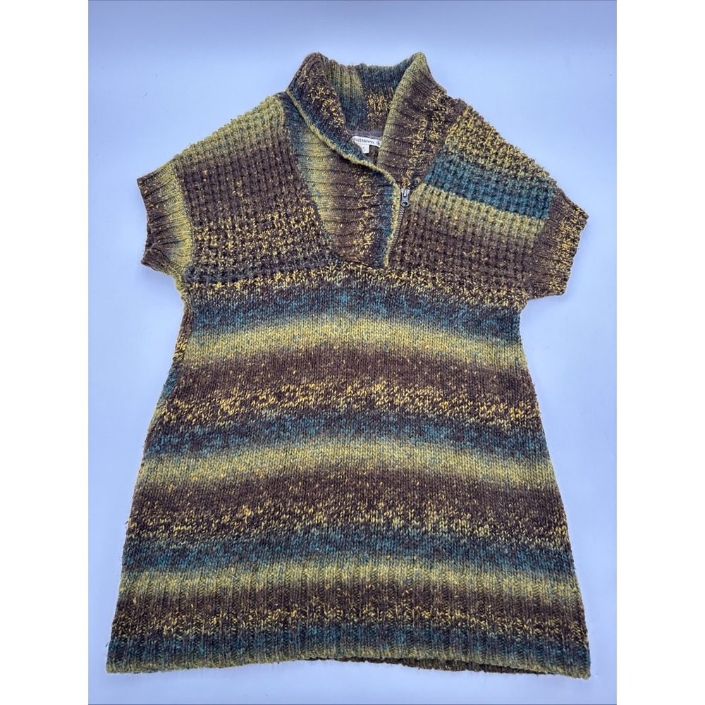 Y2K Style Ruff Hewn Mock Neck ColorKnit Sweater Dress Size Medium Nature Colors